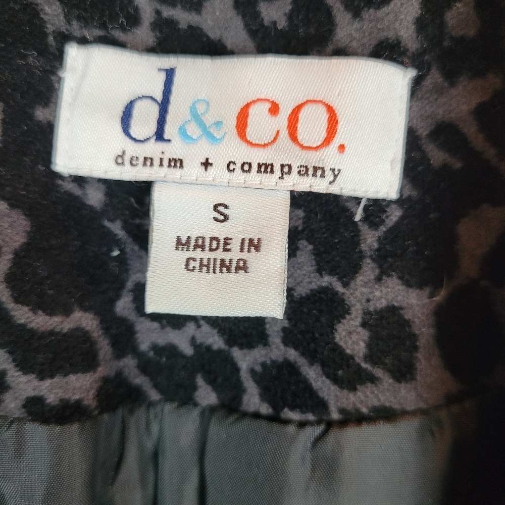 d&co Denim + Company classic gray leopard print velvet blazer classic office S - Picture 3 of 10